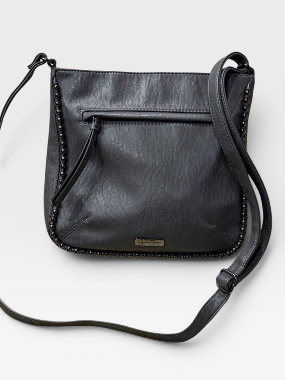 Jessica Simpson Dark Gray Stud Trim Crossbody Purse